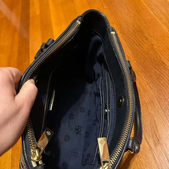 Tory Burch Black and Cream Checkered Satchel - Picture 8 of 16